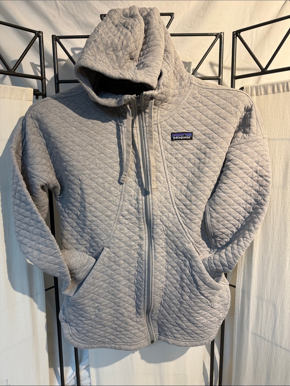 Patagonia Quilted Hooded Zip Jacket - Light Gray Heather